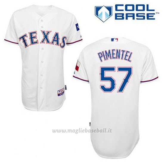Maglia Baseball Uomo Texas Rangers Stolmy Pimentel 57 Bianco 1ªCool Base
